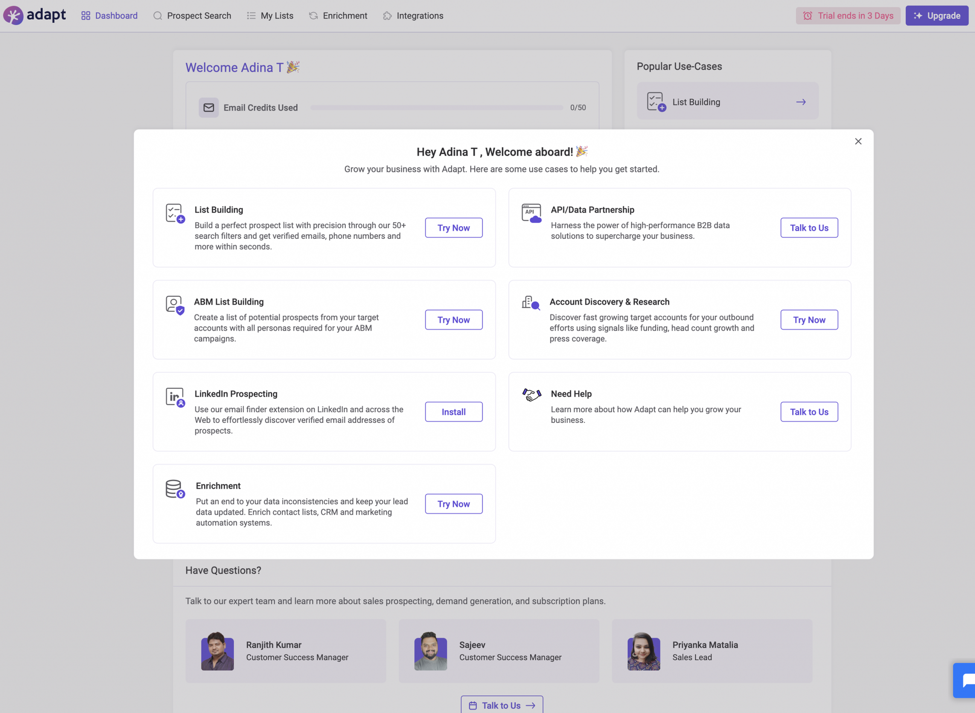 adapt dashboard