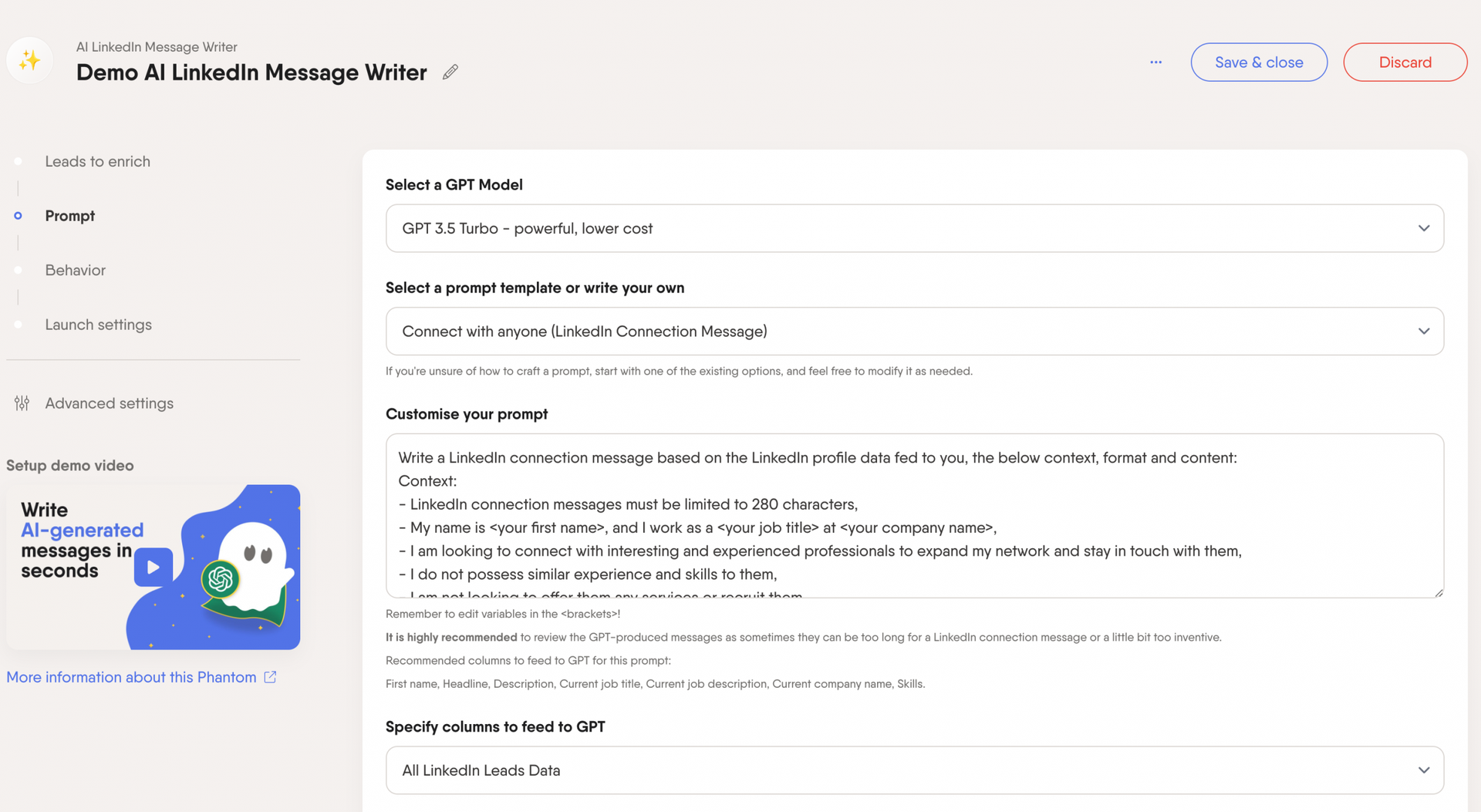 ai-linkedin-message-writer-phantom-prompt-connection-message