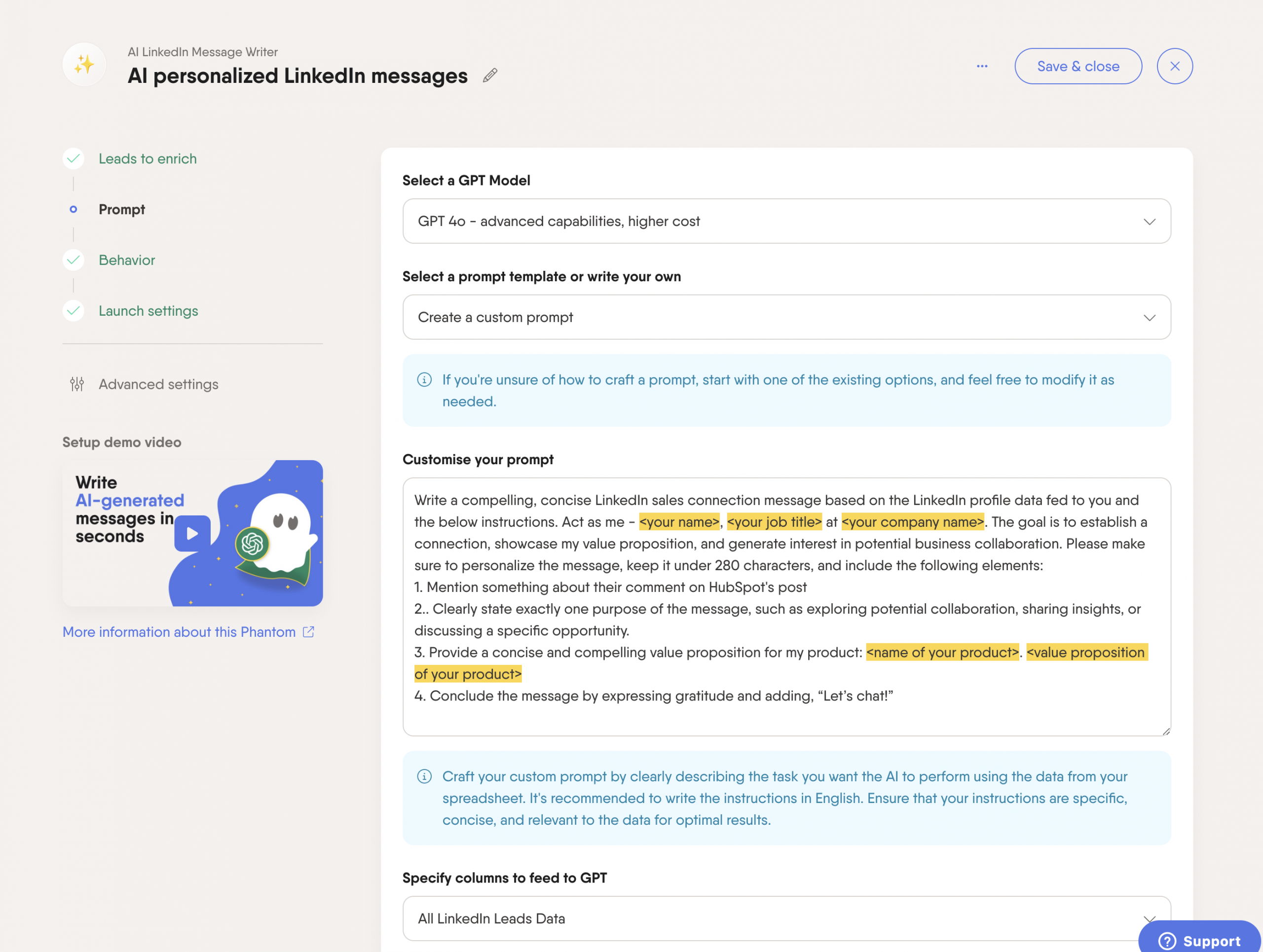 ai-linkedin-message-writer-phantom-prompt-hubspot-list