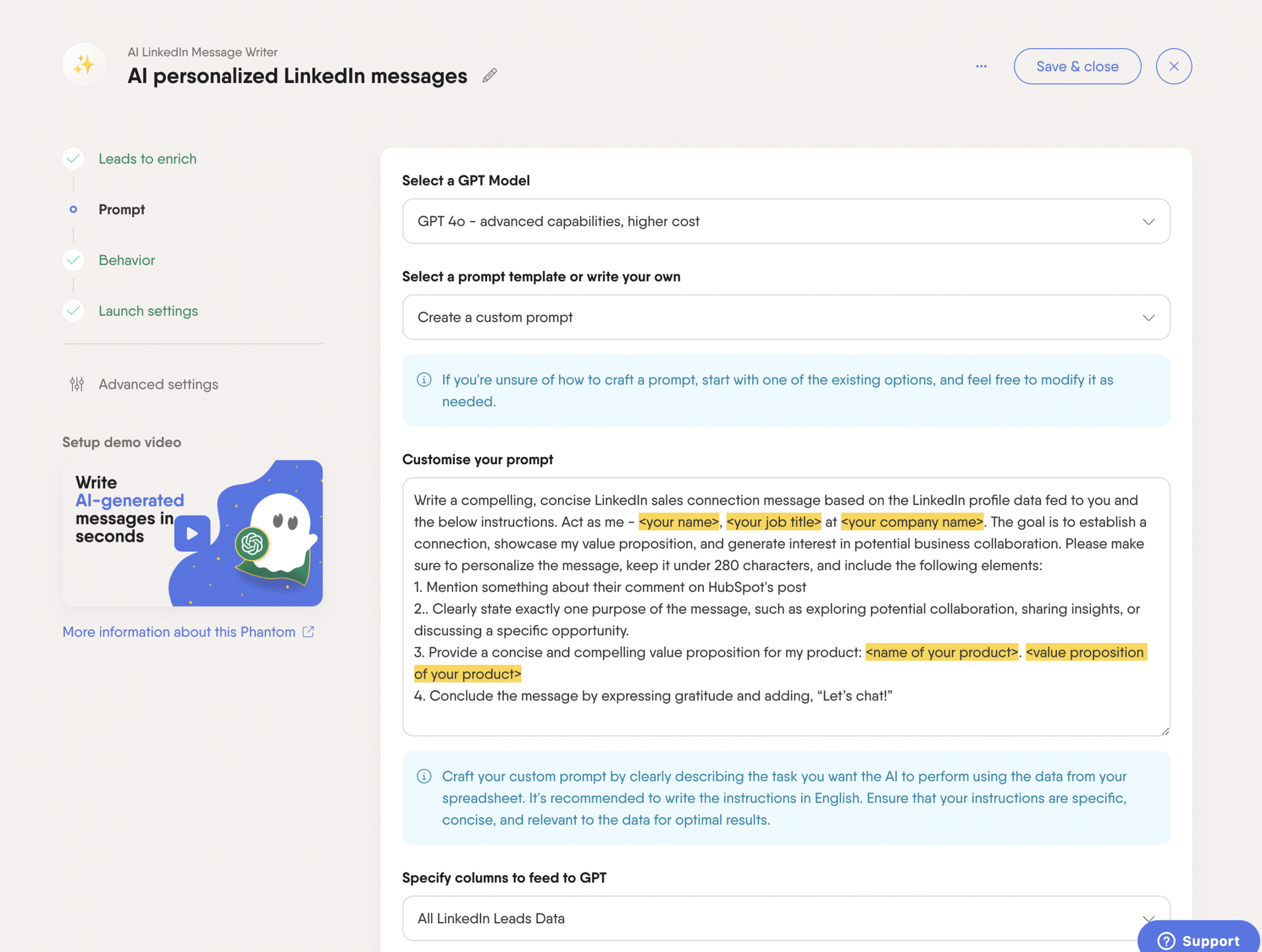 ai-linkedin-message-writer-phantom-prompt-hubspot-list