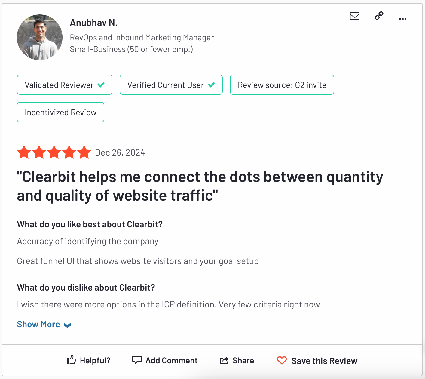 clearbit-reviews-G2-clearbit-helps-me-connect-the-dots-between-quantity-and-quality-of-website-traffic