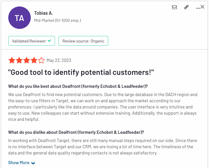 dealfront-reviews-G2-good-tool-to-identify-potential-customers
