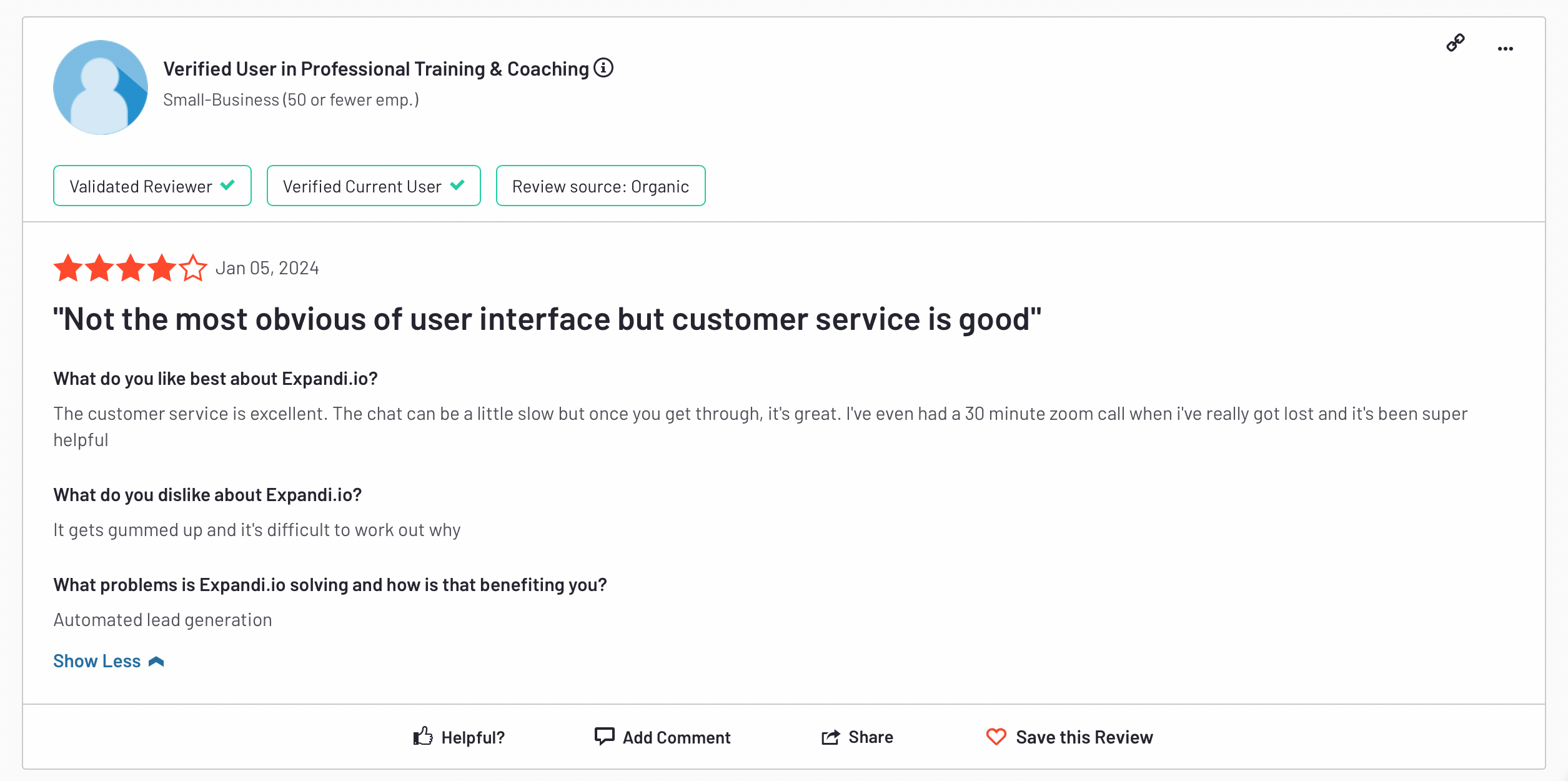 expandi-review-user-interface