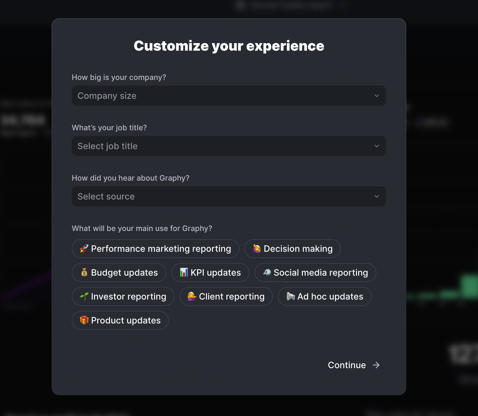 graphy signup onboarding form