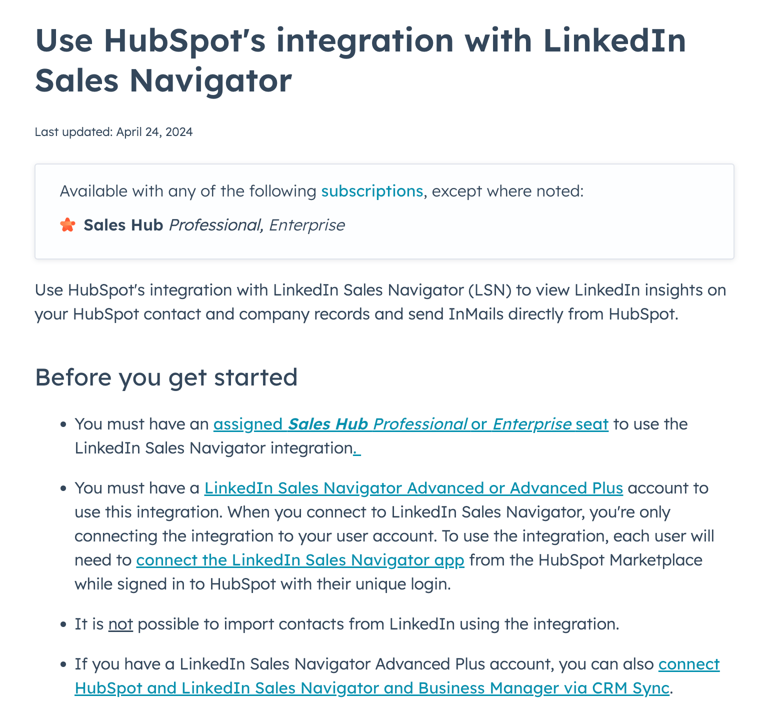hubspot-linkedin-integration-limitation