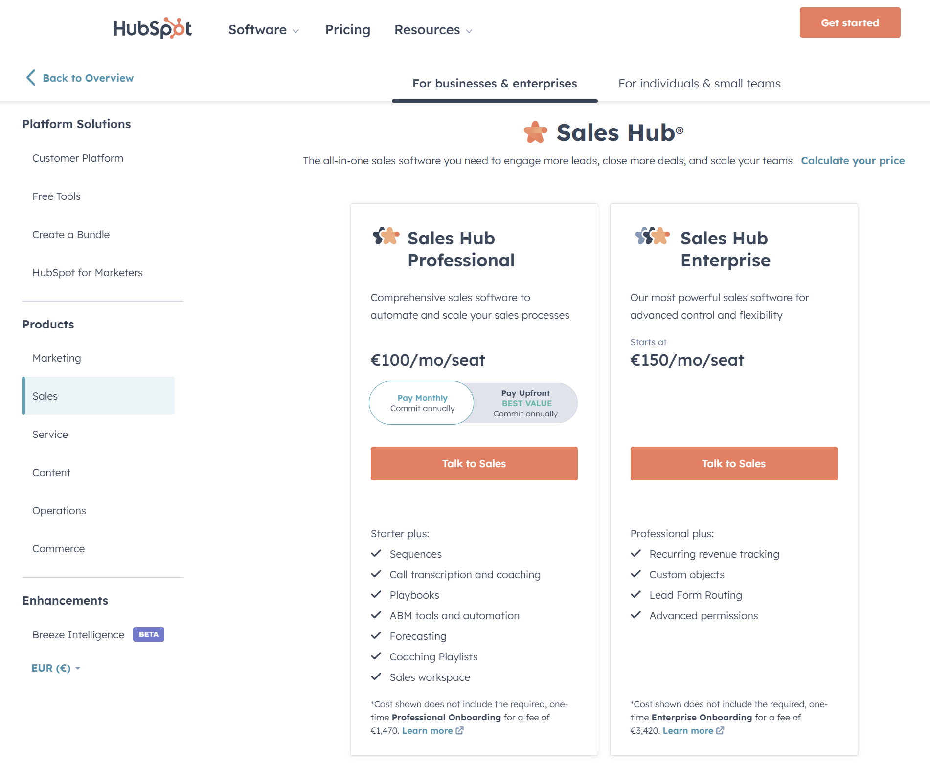 hubspotsaleshub-pricing-businesses-and-enterprises