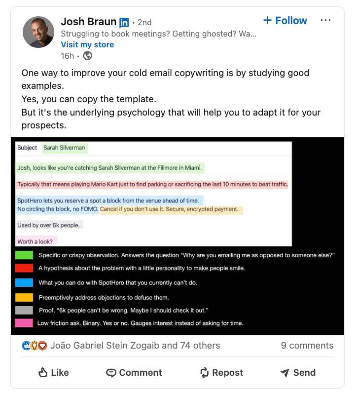 josh-braun-linkedin-post-how-to-improve-your-cold-email-copywriting