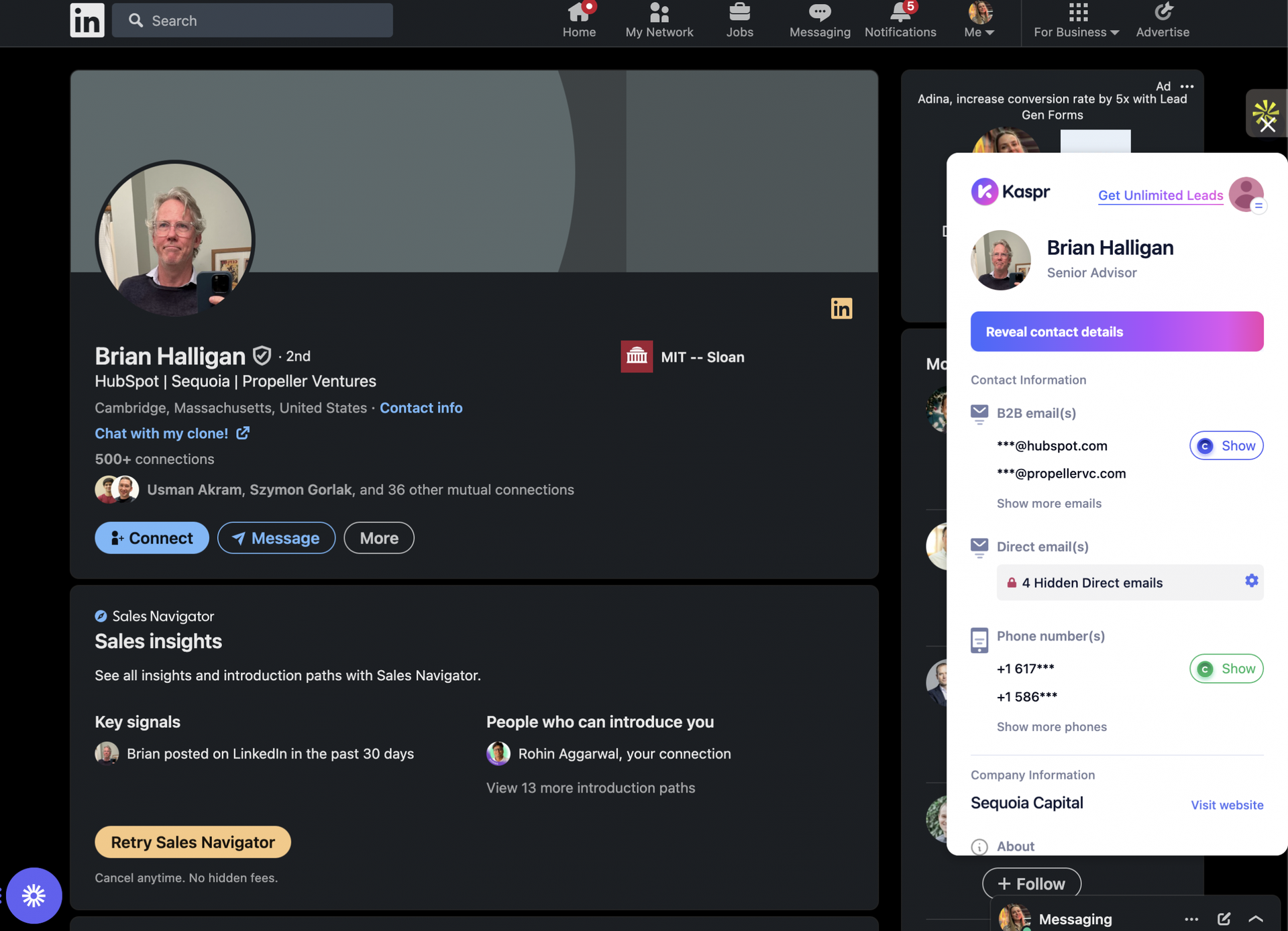 kaspr linkedin extension