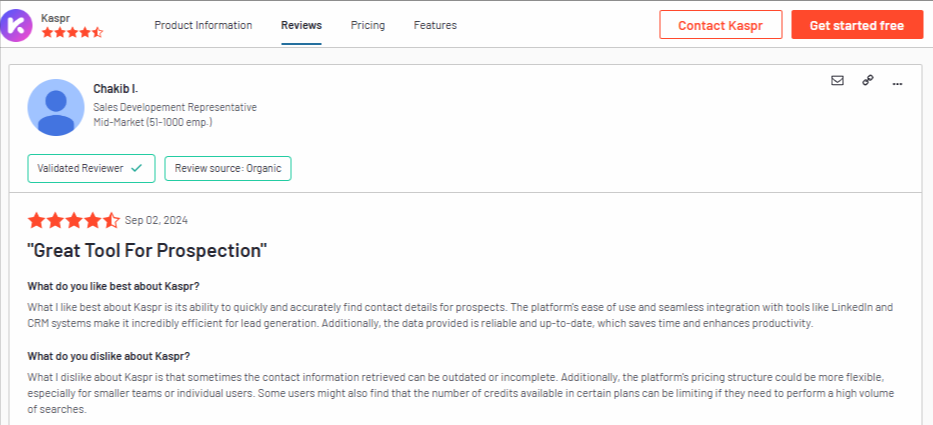 kaspr review g2 chakib great tool for prospection