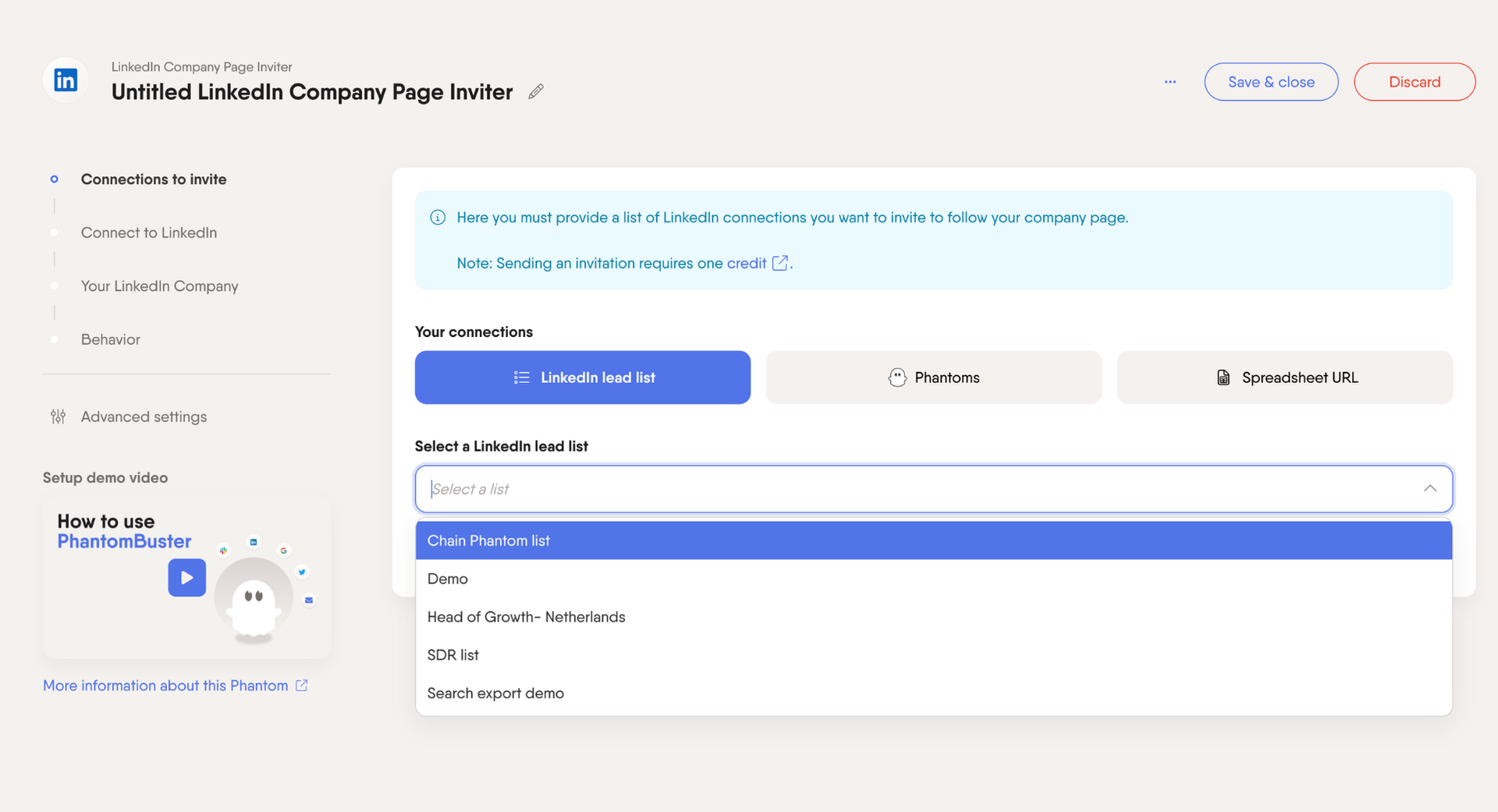 linkedin company page inviter phantom