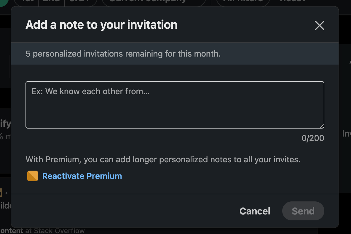 linkedin invitation personalized message limit