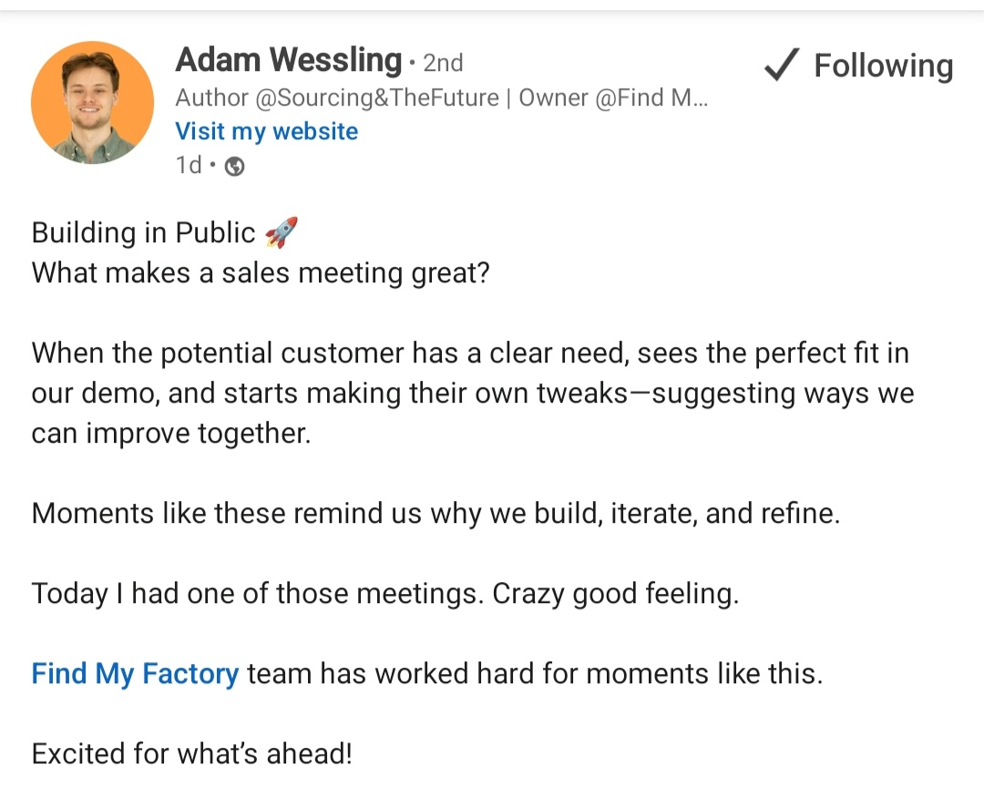 linkedin post- adam wessling