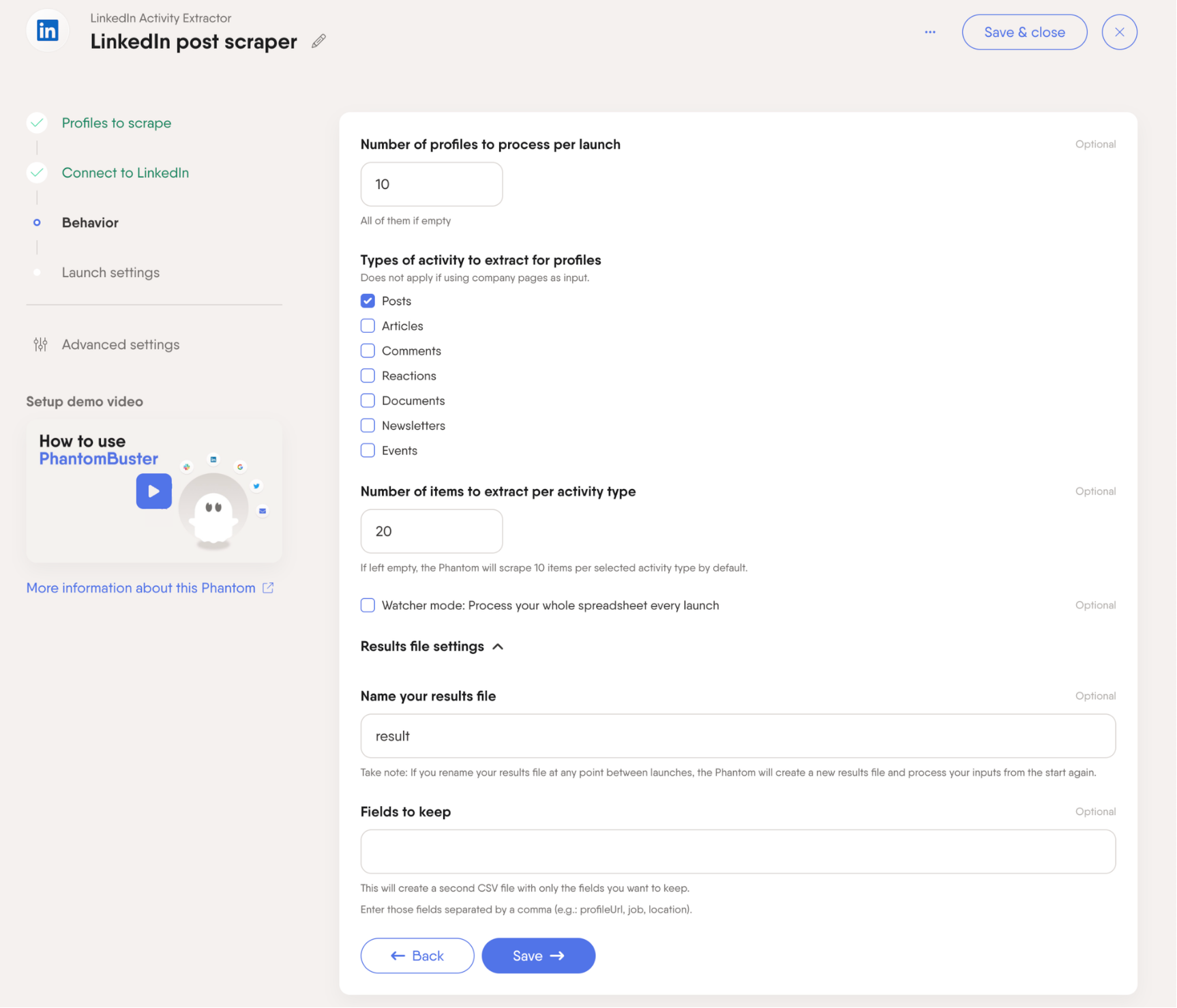 linkedin-post-scraper-phantom-behavior-setting