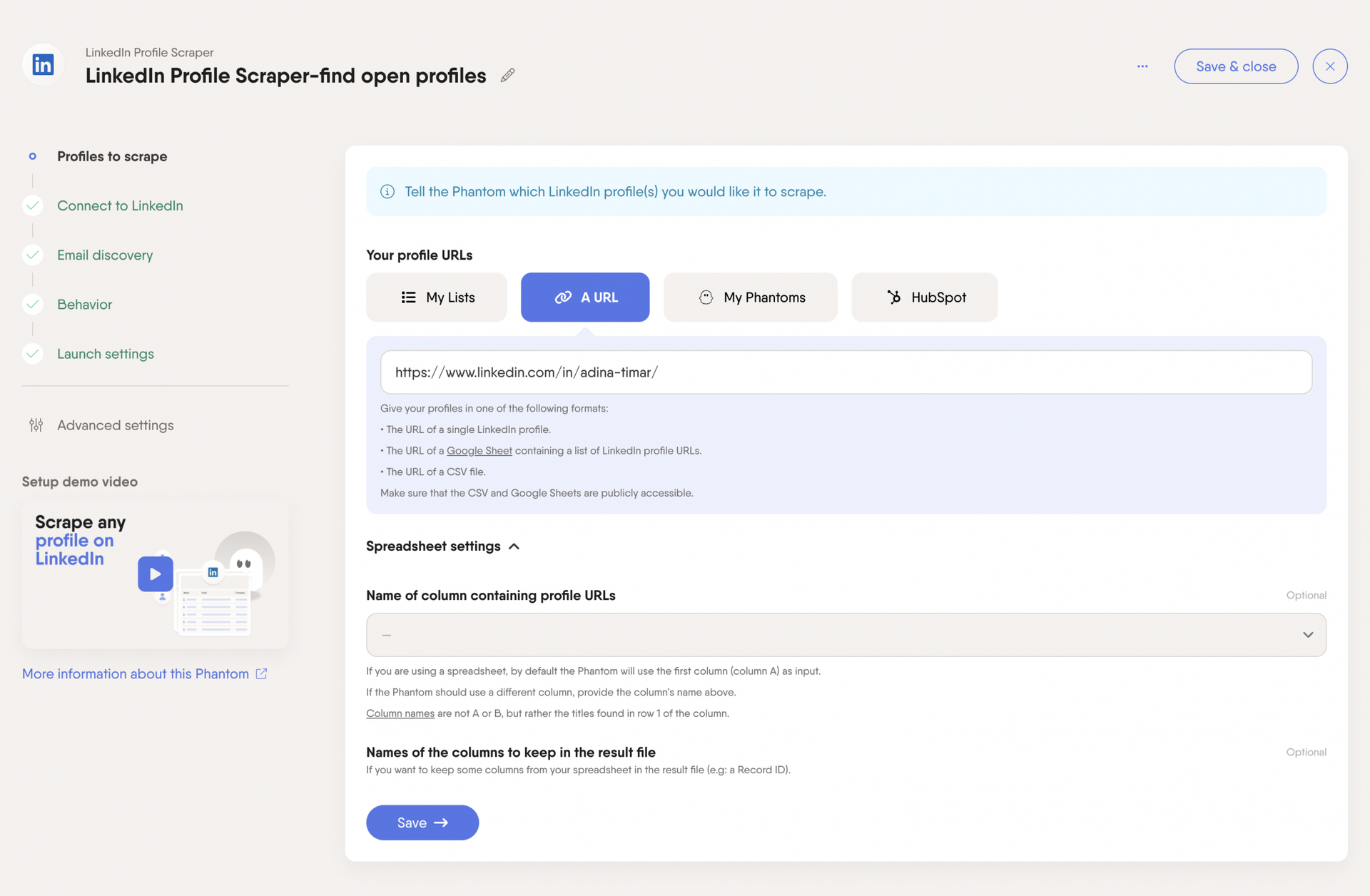 linkedin-profile-scraper-phantom-url