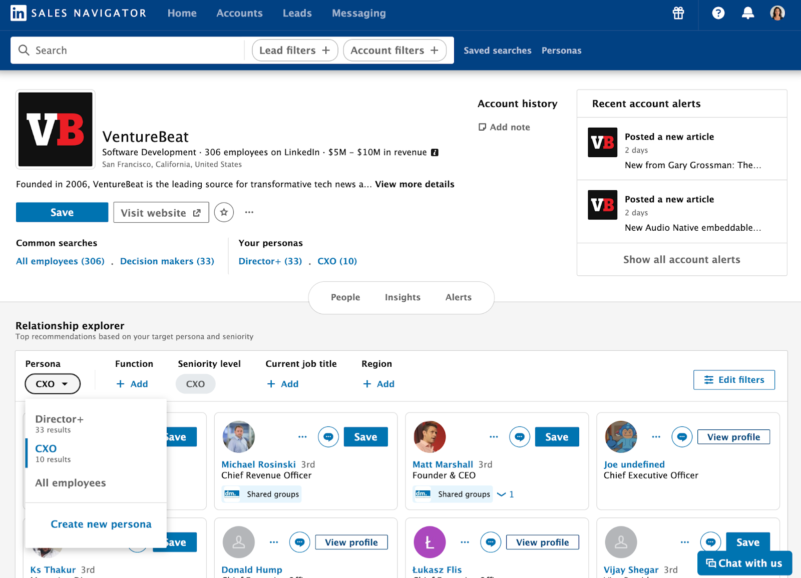 linkedin sales navigator dashboard