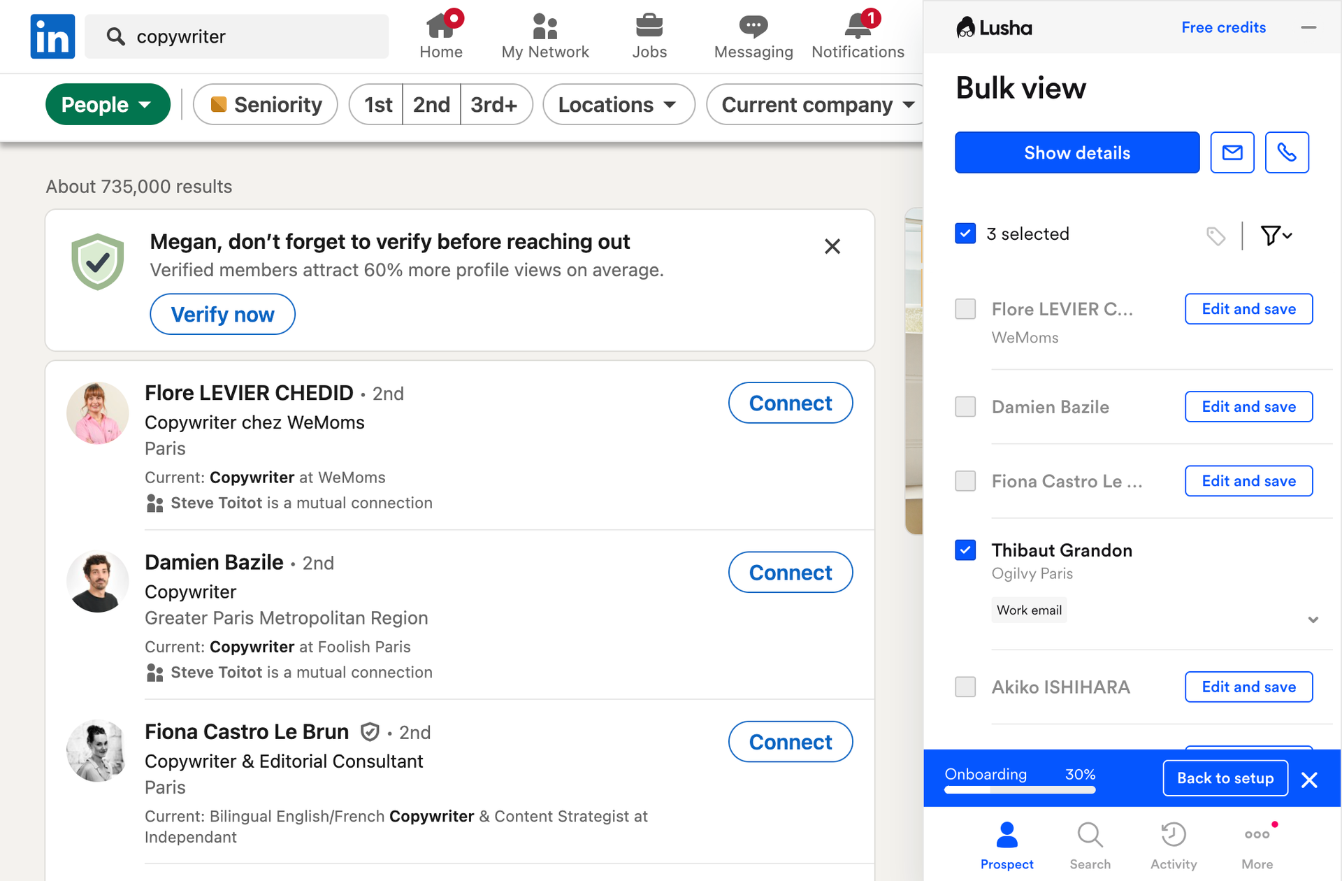 lusha chrome extension bulk enrichment