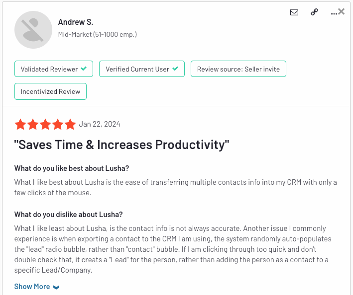 lusha-reviews-G2-saves-time-and-increases-productivity