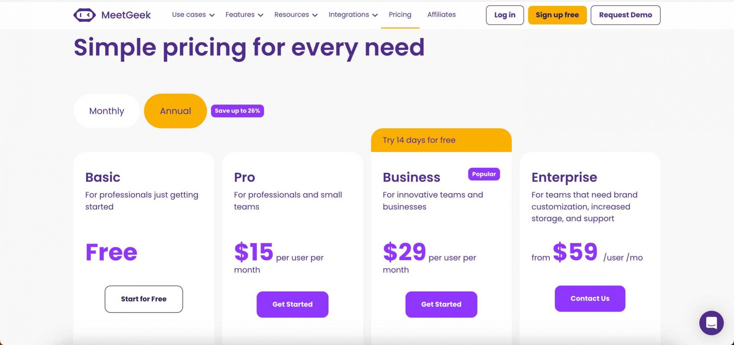meetgeek-pricing
