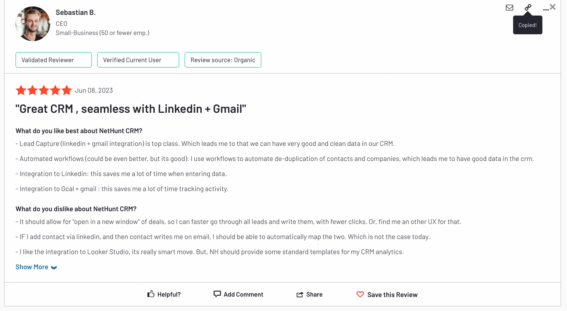 nethunt-linkedin-integration-reviews-g2-great -crm-seamless-with-linkedin-and-gmail