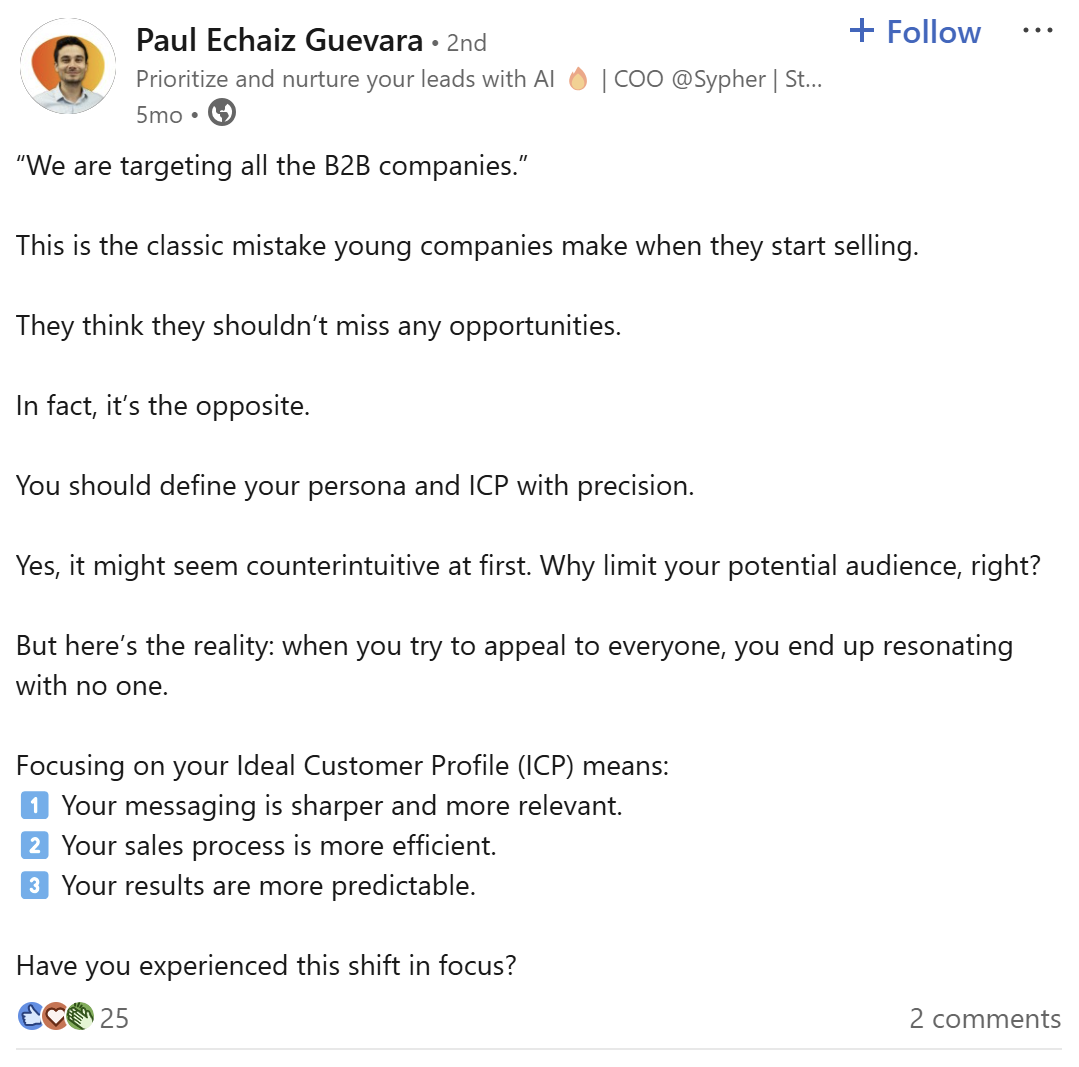 paul-echaiz-guevara-linkedin-post-why-you-should-define-your-icp