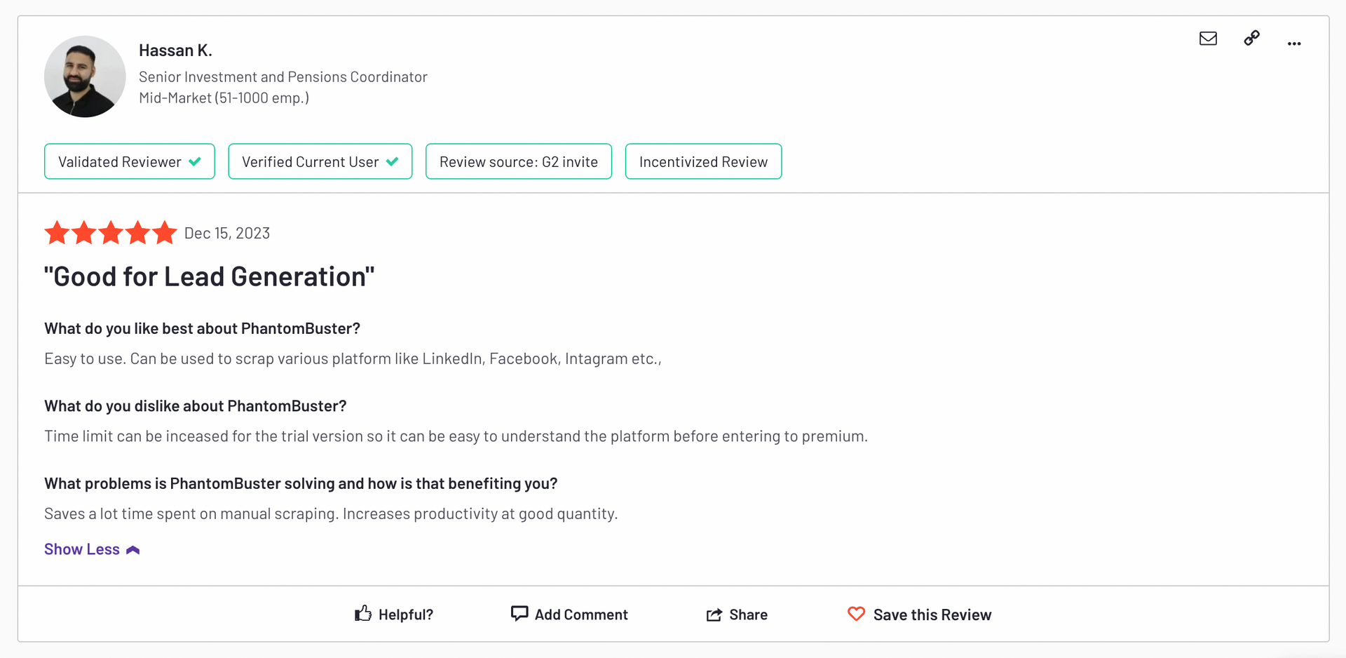 phantombuster-reviews-G2-good-for-lead-generation