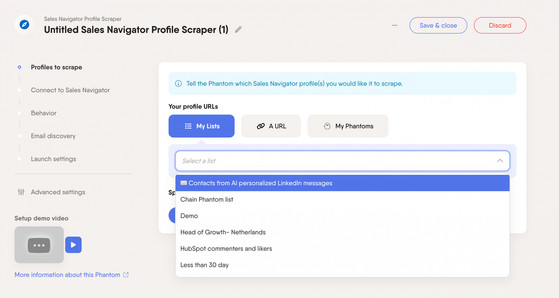sales navigator profile scraper profiles to scrape
