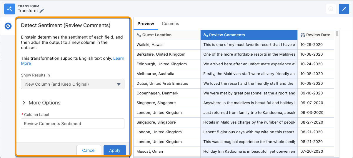 salesforce-einstein-product-detect-sentiment-setup-panel