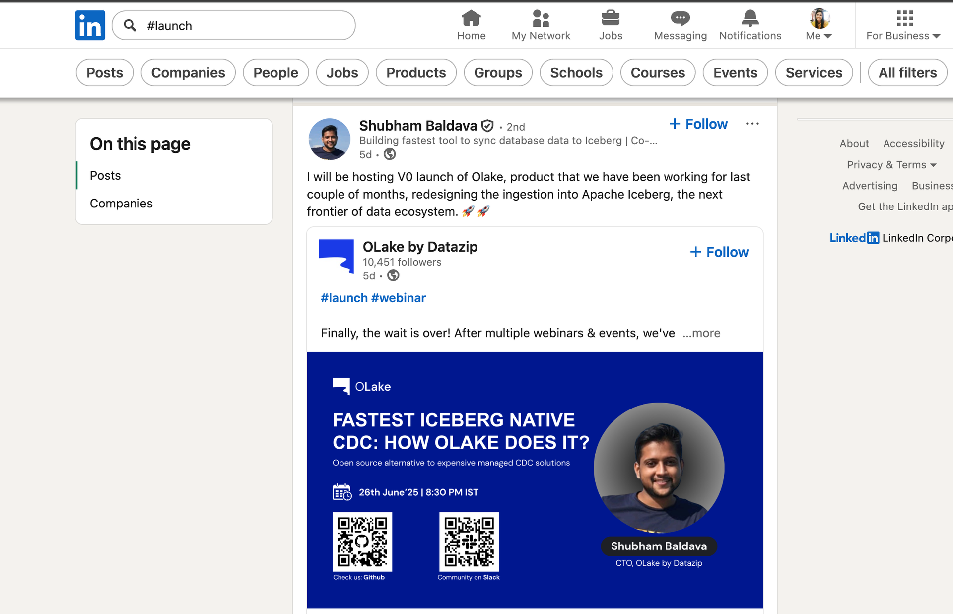 Tracking product launches on LinkedIn