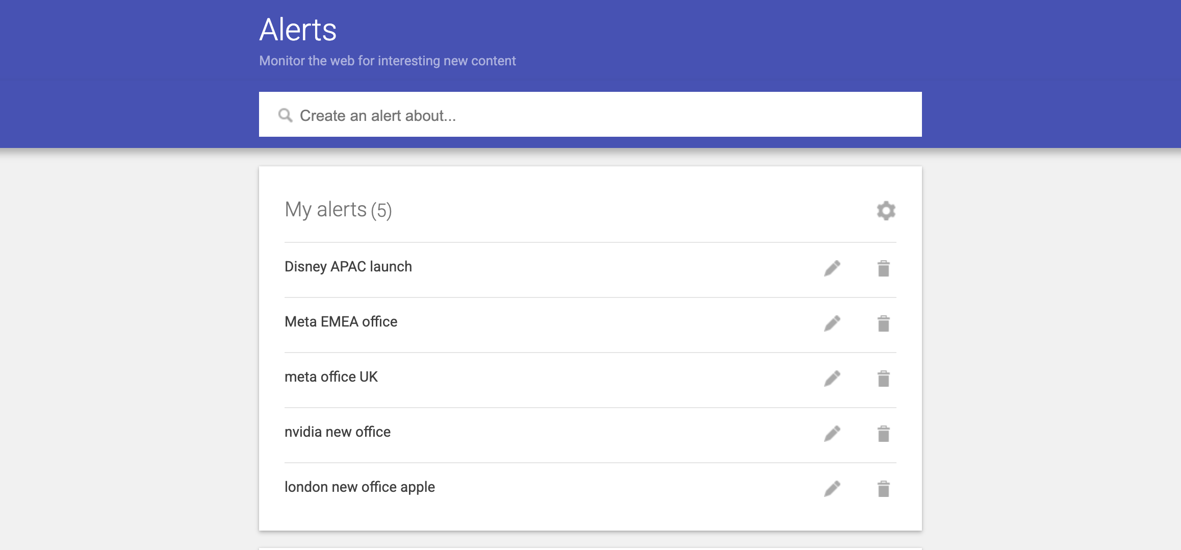 Google alerts to track new lead location and company relocations