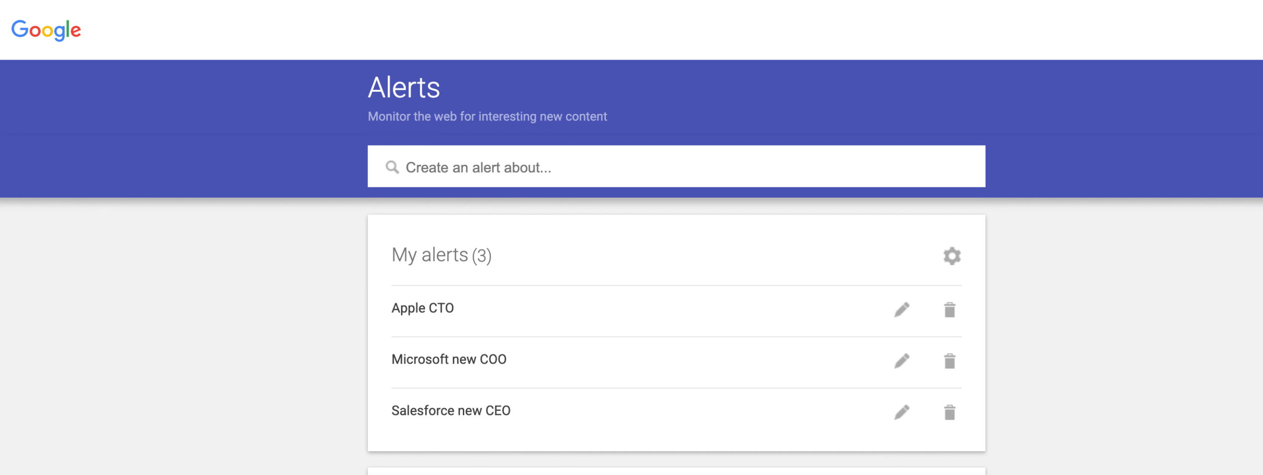 Google alerts to track sales trigger