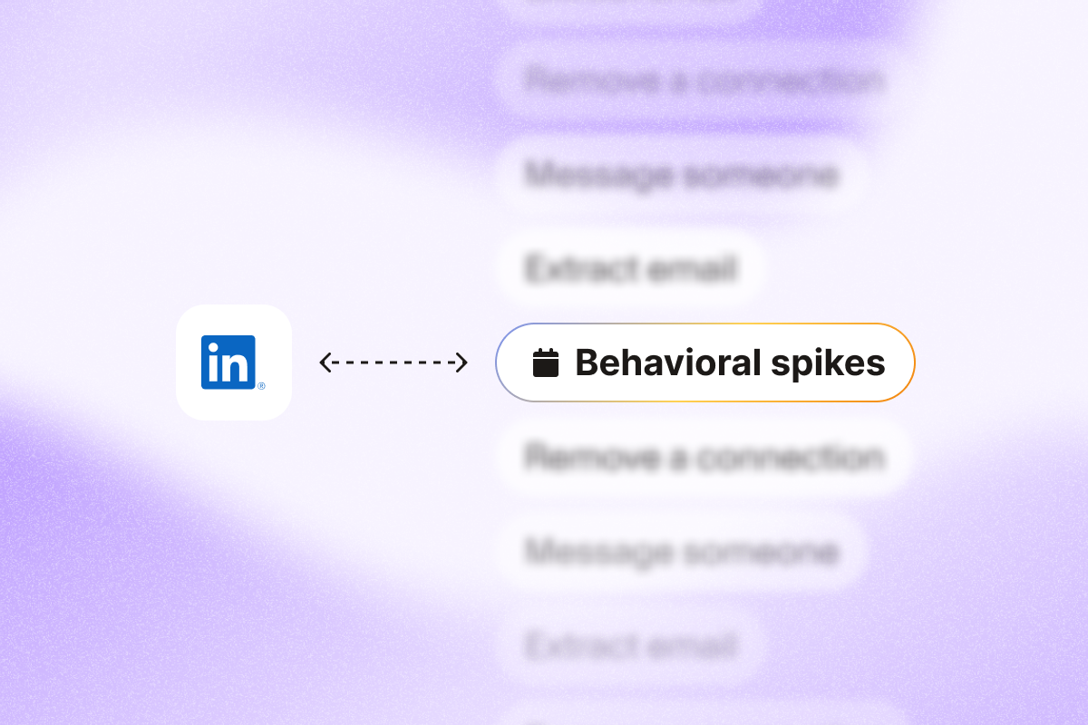 Image that explains the behavioral spikes as main cause for linkedin flagging