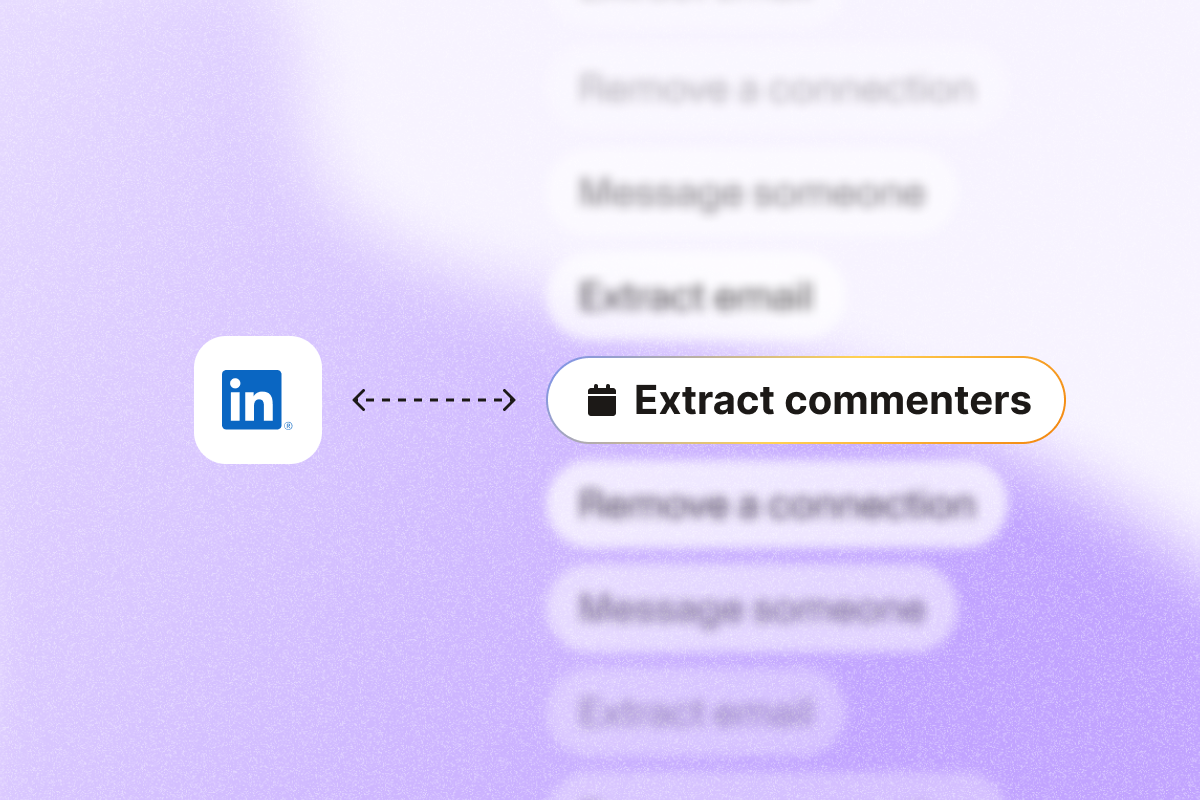 Image that mentions a linkedin commenters extractor workflow