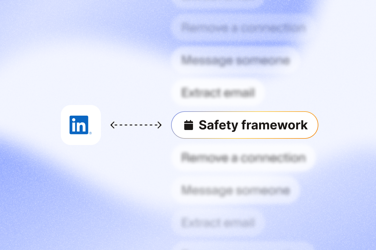 Image that mentions the 2026 linkedin safety framework by phantombuster