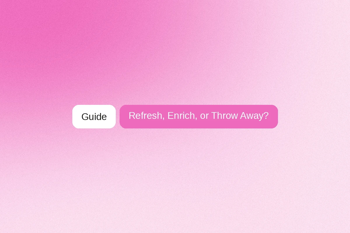 Image that explains whether you need to refresh, enrich or throw away your lead list